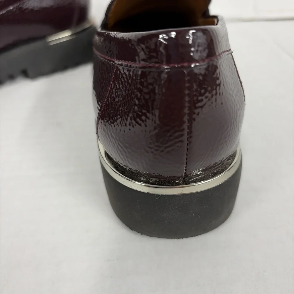 Franco Sarto Carolynn Loafer Womens 6 Burgundy Patent Leather Tassels Low Heel
